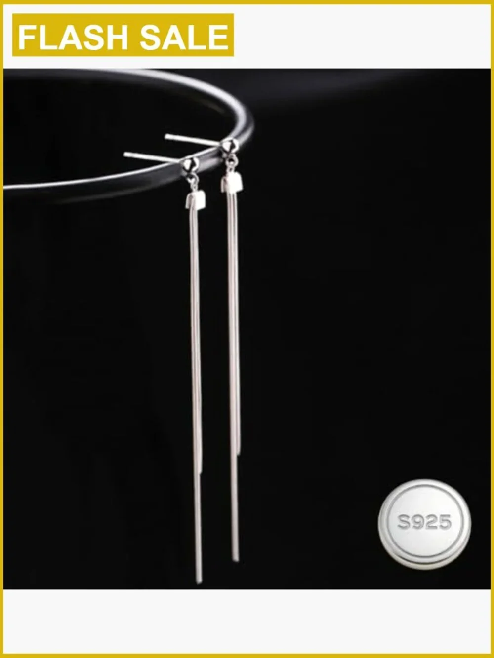 925 Sterling Silver Tassel Chain Dangle Drop Earrings - Minimalist